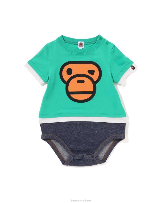 A Bathing Ape børn baby milo face lagdelt body HH6J1701 lysegrøn