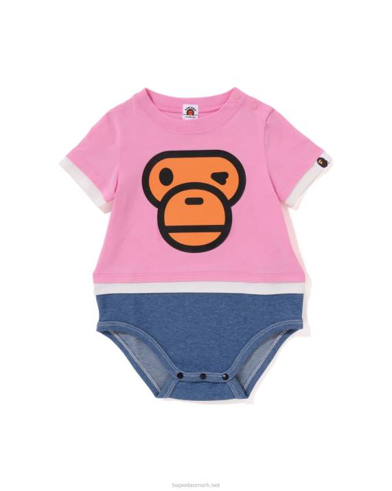 A Bathing Ape børn baby milo face lagdelt body HH6J1702 lyserød