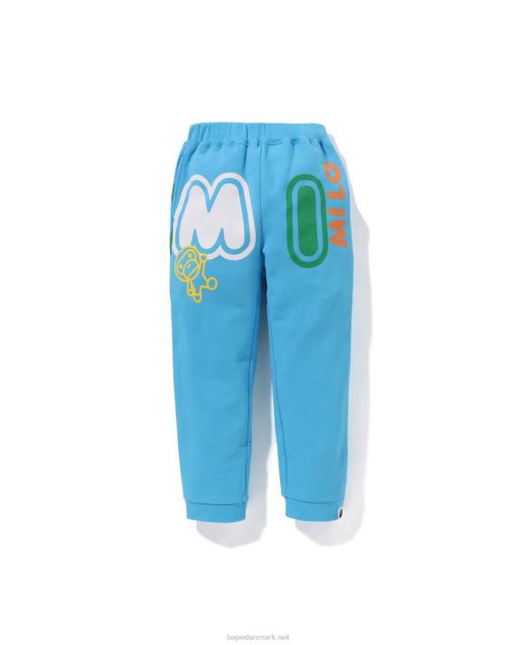 A Bathing Ape børn baby milo font sweatbukser HH6J1355 blå