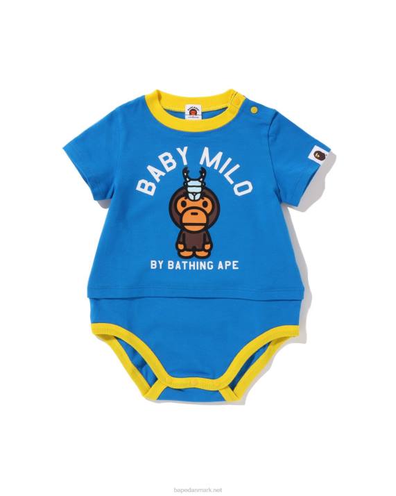 A Bathing Ape børn baby milo hjort beetle bodysuit i lag HH6J1615 blå