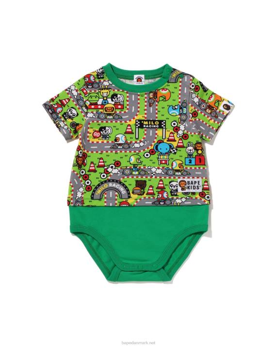 A Bathing Ape børn baby milo racing bodysuit HH6J1611 smaragd