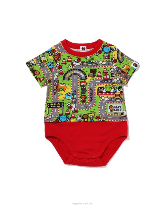 A Bathing Ape børn baby milo racing bodysuit HH6J1612 knaldrød
