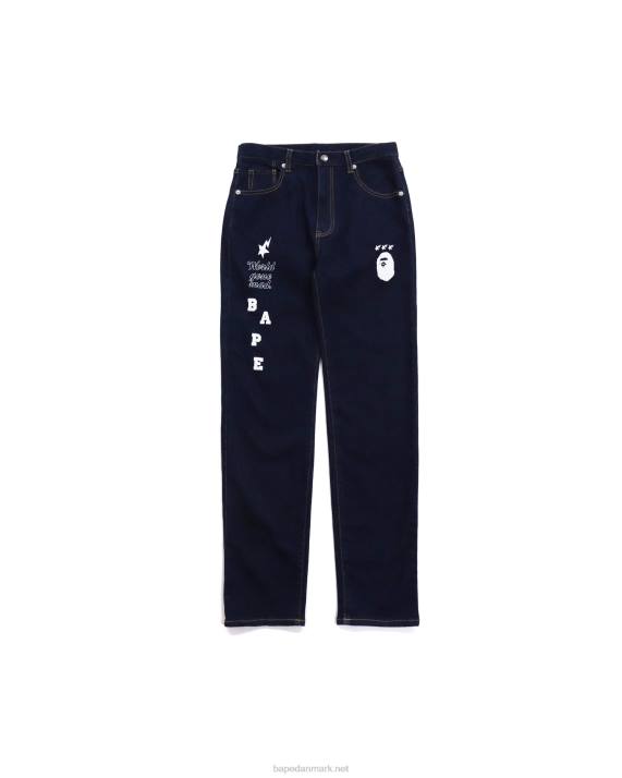 A Bathing Ape børn denimbukser med flere print HH6J1761 Marine blå