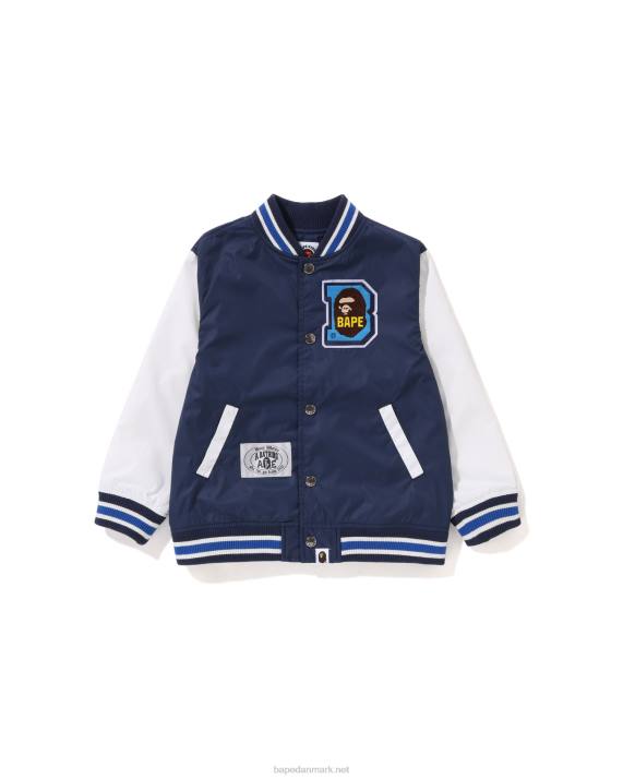 A Bathing Ape børn varsity jakke med head b patch HH6J1447 Marine blå