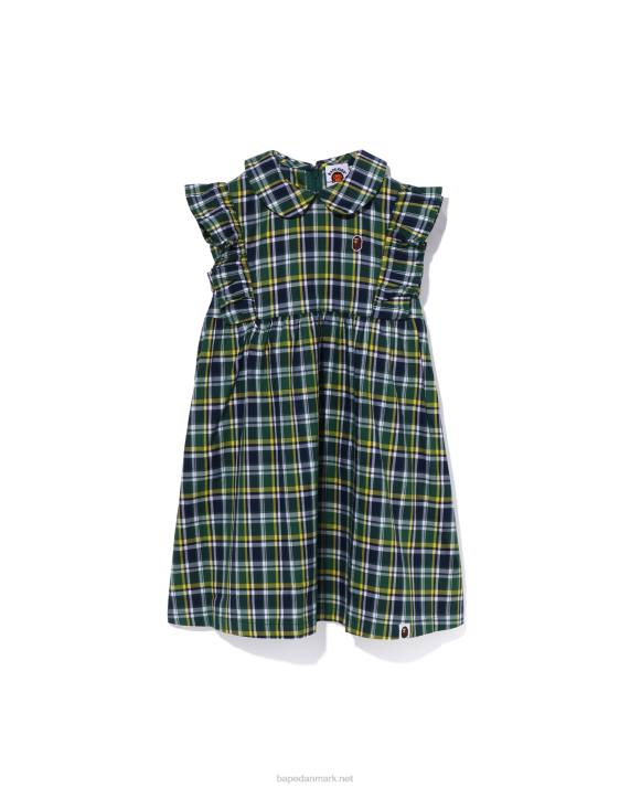 A Bathing Ape børn mini ternet rund krave onepiece HH6J1326 militærgrøn