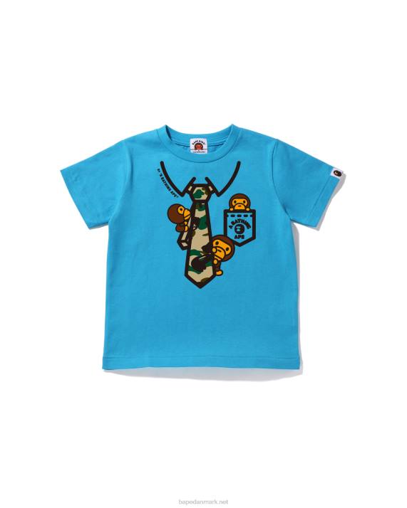 A Bathing Ape børn 1. camo baby milo t-shirt med slips med halsudskæring HH6J1655 blå