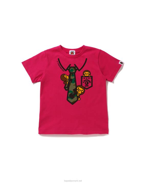 A Bathing Ape børn 1. camo baby milo t-shirt med slips med halsudskæring HH6J1657 lyserød