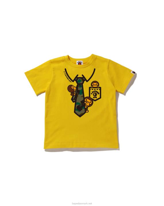 A Bathing Ape børn 1. camo baby milo t-shirt med slips med halsudskæring HH6J1659 gul