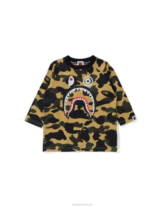 A Bathing Ape børn 1. camo shark 3/4 ærmet t-shirt HH6J1788 gul