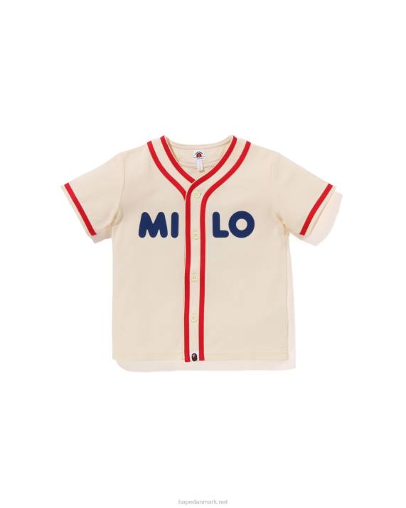 A Bathing Ape børn baby milo baseball skjorte HH6J1347 hvid