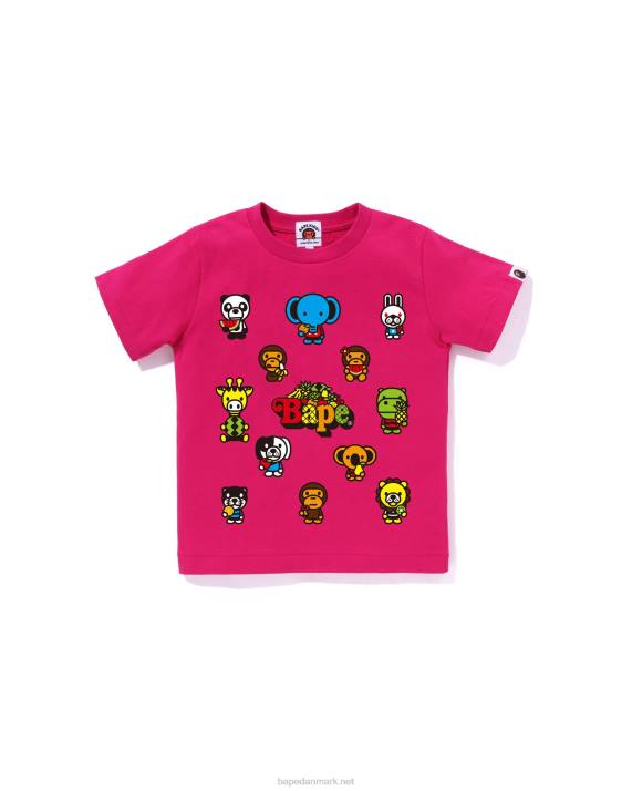 A Bathing Ape børn baby milo blandet frugt t-shirt #1 HH6J1373 karminrose