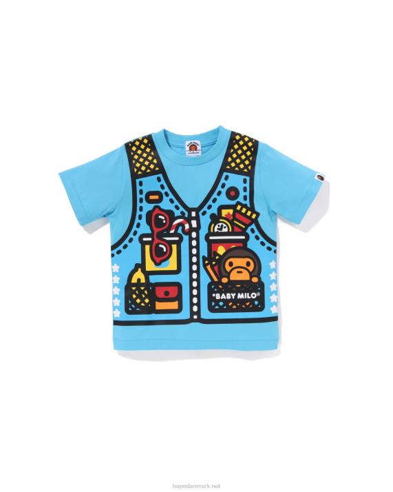 A Bathing Ape børn baby milo fiskevest print t-shirt HH6J1316 lyseblå