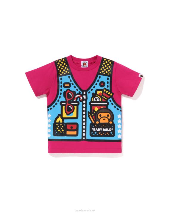 A Bathing Ape børn baby milo fiskevest print t-shirt HH6J1318 karminrose