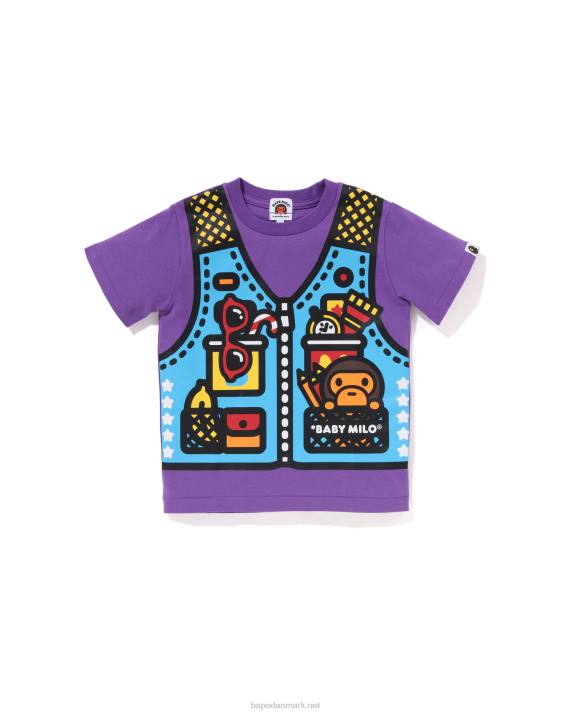 A Bathing Ape børn baby milo fiskevest print t-shirt HH6J1319 lilla
