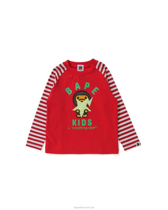 A Bathing Ape børn baby milo glød i mørke stat tee HH6J1772 knaldrød