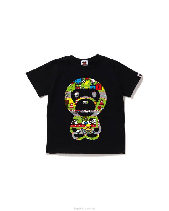 A Bathing Ape børn baby milo racing stor baby milo t-shirt HH6J1549 sort
