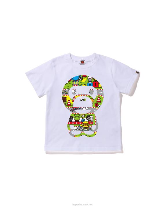 A Bathing Ape børn baby milo racing stor baby milo t-shirt HH6J1550 hvid