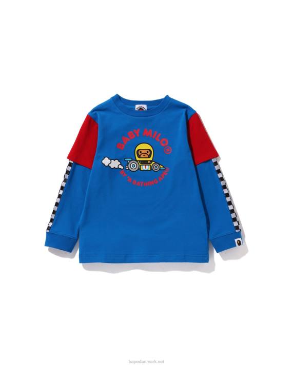A Bathing Ape børn baby milo racing t-shirt i lag HH6J1724 blå