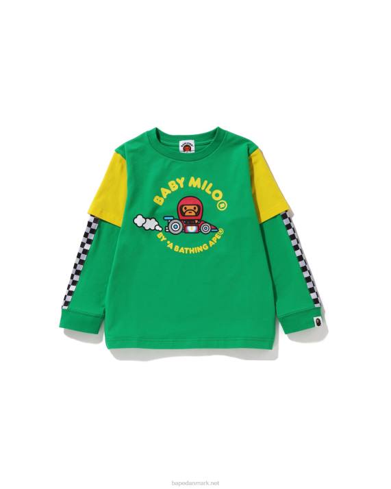 A Bathing Ape børn baby milo racing t-shirt i lag HH6J1725 påfuglegrøn