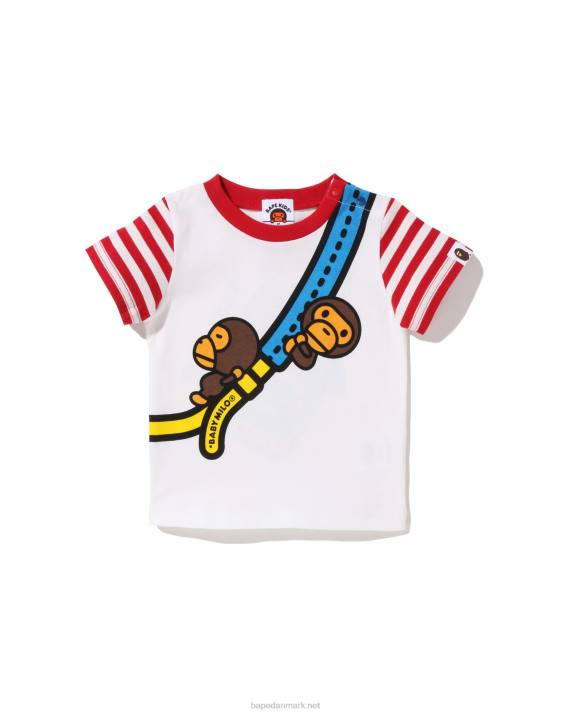 A Bathing Ape børn baby milo t-shirt med én skulder print HH6J1608 knaldrød