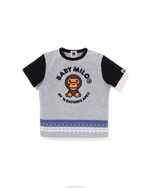 A Bathing Ape børn baby milo t-shirt med nordisk print HH6J1474 grå