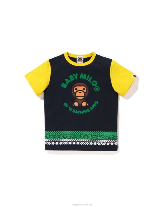 A Bathing Ape børn baby milo t-shirt med nordisk print HH6J1475 Marine blå