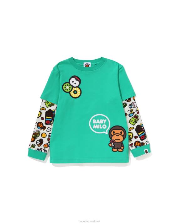 A Bathing Ape børn baby milo t-shirt med ærmer med blandet frugt HH6J1453 lysegrøn