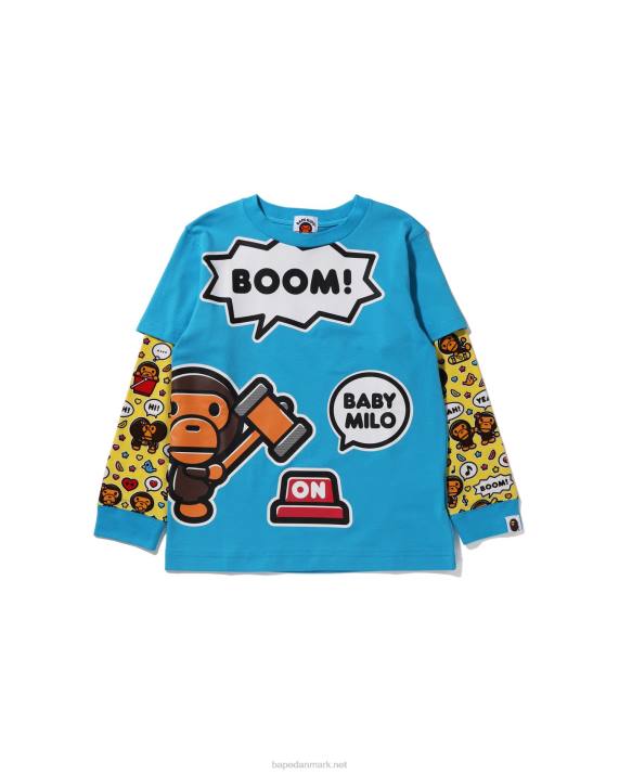 A Bathing Ape børn baby milo taleballon lagdelt t-shirt HH6J1518 blå