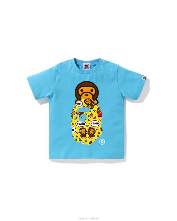 A Bathing Ape børn baby milo taleballon milo på hoved tee HH6J1564 Himmelblå