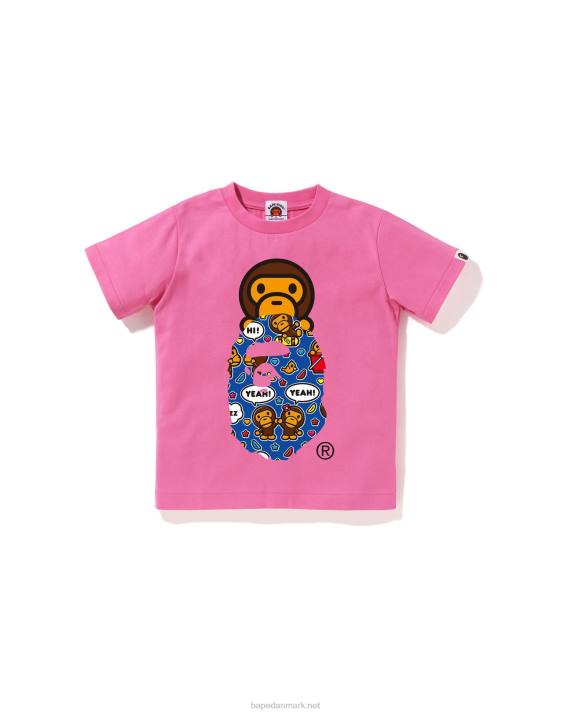 A Bathing Ape børn baby milo taleballon milo på hoved tee HH6J1566 lyserød