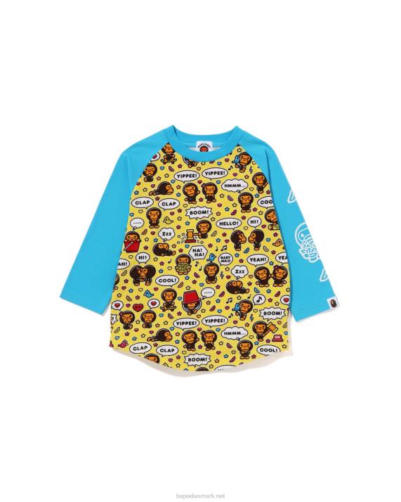 A Bathing Ape børn baby milo taleballon raglan t-shirt med 3/4 ærmer HH6J1529 blå