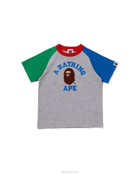 A Bathing Ape børn college raglan t-shirt HH6J1520 grå