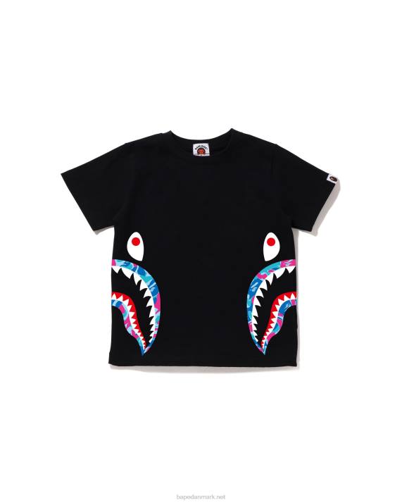 A Bathing Ape børn marmor camo side haj t-shirt HH6J1613 sort