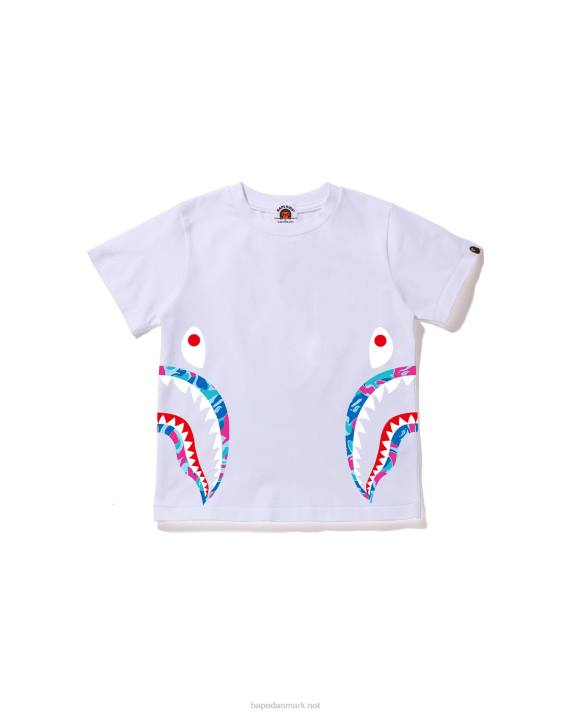 A Bathing Ape børn marmor camo side haj t-shirt HH6J1614 hvid