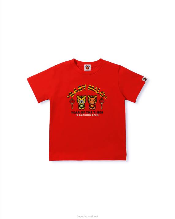 A Bathing Ape børn år af tigeren baby milo t-shirt HH6J1745 knaldrød