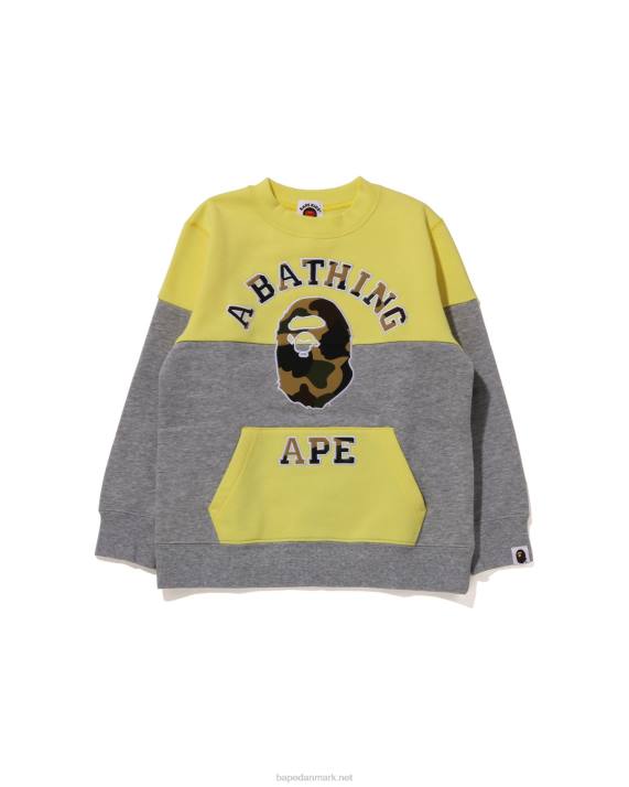 A Bathing Ape børn 1. camo college patch colourblock crewneck HH6J1504 gul