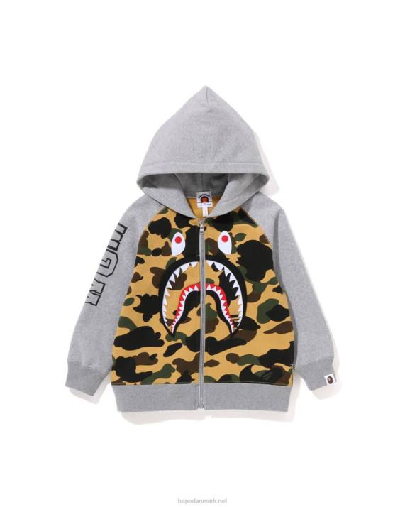 A Bathing Ape børn 1. camo haj patch hættetrøje med lynlås HH6J1500 gul