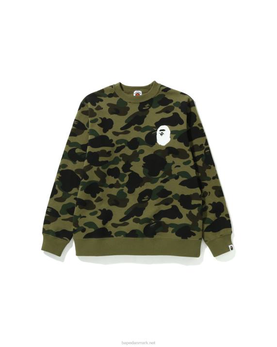 A Bathing Ape børn 1. camo hoved crewneck jr HH6J1666 militærgrøn
