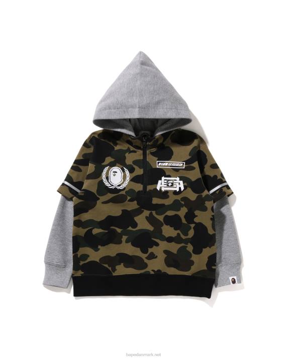 A Bathing Ape børn 1. camo racing hættetrøje med lag pullover HH6J1668 militærgrøn