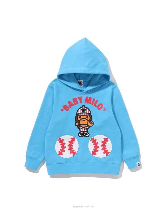 A Bathing Ape børn baby milo baseball pullover hættetrøje HH6J1555 Himmelblå