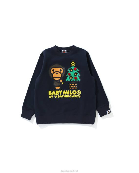A Bathing Ape børn baby milo juletræ sweatshirt med rund hals HH6J1785 mørkeblå