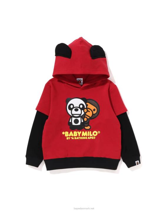 A Bathing Ape børn baby milo panda pullover hættetrøje i lag HH6J1460 knaldrød