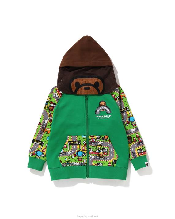 A Bathing Ape børn baby milo racing milo face hættetrøje HH6J1728 påfuglegrøn