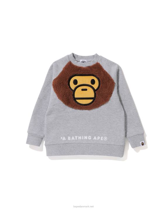 A Bathing Ape børn baby milo sweatshirt med rund hals HH6J1783 grå