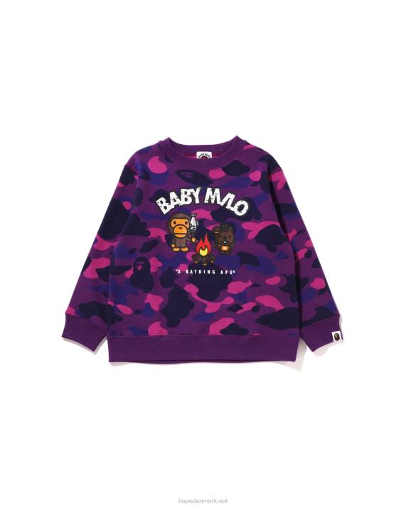 A Bathing Ape børn farve camo baby milo camp crewneck HH6J1472 lilla