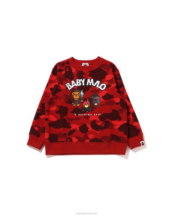 A Bathing Ape børn farve camo baby milo camp crewneck HH6J1473 knaldrød