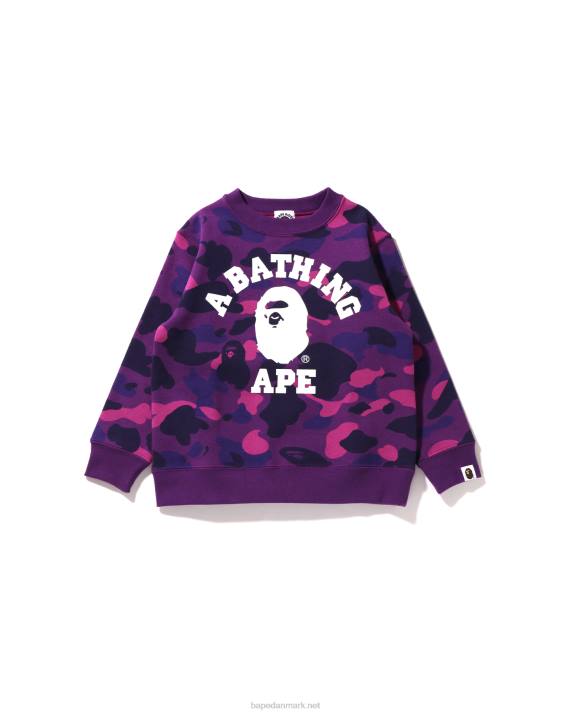 A Bathing Ape børn farve camo college crewneck HH6J1646 lilla