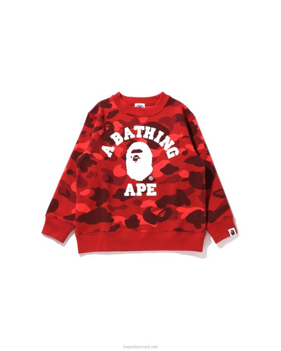 A Bathing Ape børn farve camo college crewneck HH6J1647 knaldrød