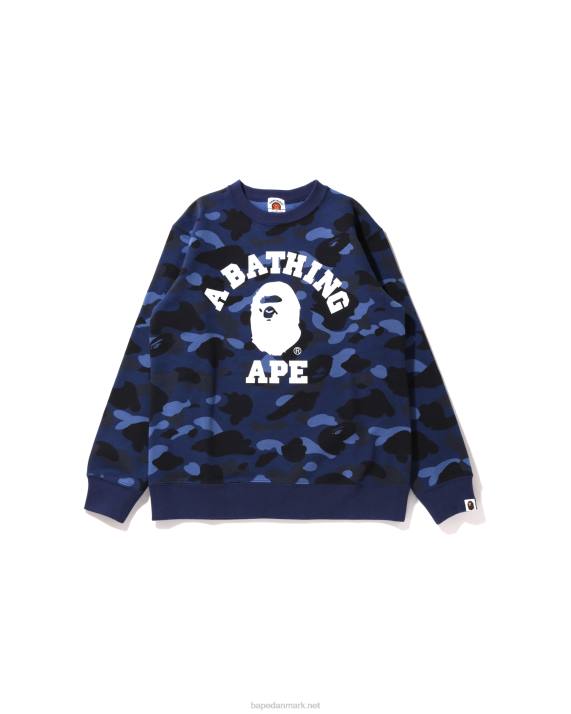 A Bathing Ape børn farve camo college crewneck jr HH6J1649 Marine blå