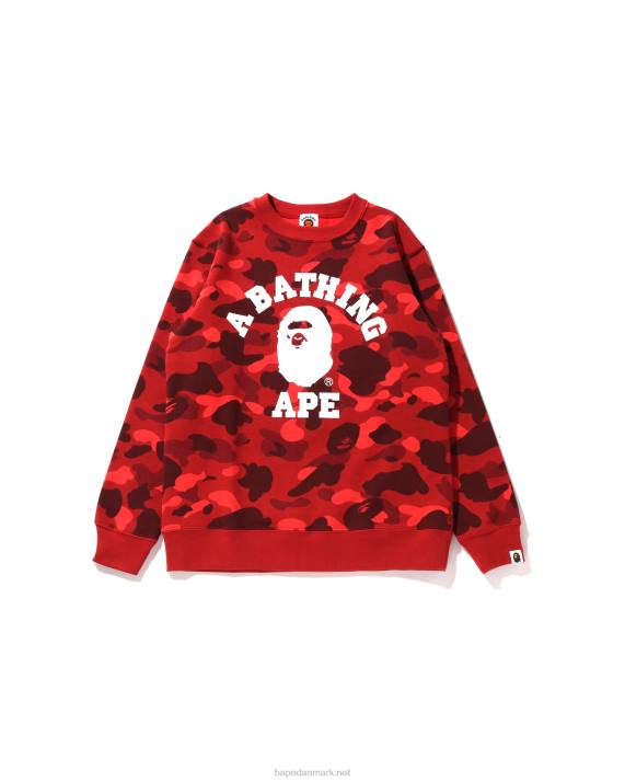 A Bathing Ape børn farve camo college crewneck jr HH6J1651 knaldrød